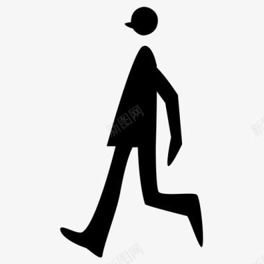 男人跑颤抖智能手机图标图标