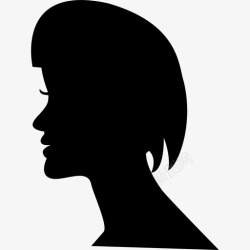 短发女生侧面剪影女性头部剪影从侧面看短发式剪发人发廊图标高清图片