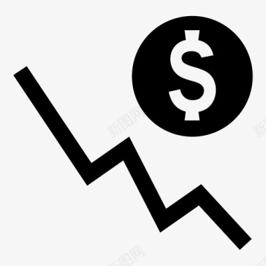 下跌股票减法符号图标图标