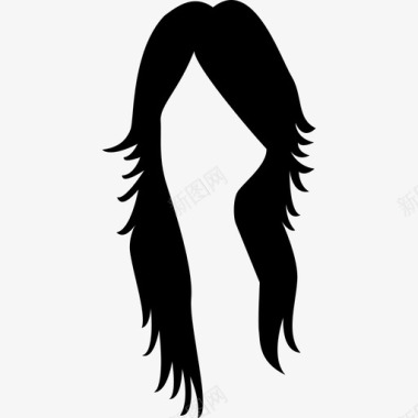 女性深色长发造型人发廊图标图标