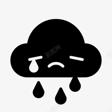 悲伤的云眼泪下雨图标图标