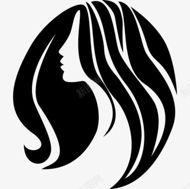 长头发的女人人发廊图标图标