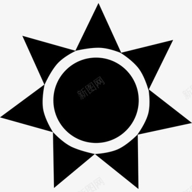 太阳黑的圆圈形状有三角形形状科学图标图标