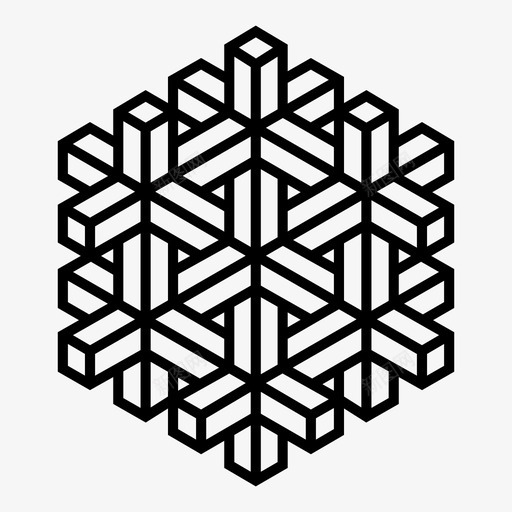 雪花模棱两可复杂图标svg_新图网 https://ixintu.com 不可能的形状 不可能的物体 光学错觉 几何学 图像 复杂 模棱两可 雪花 黑色