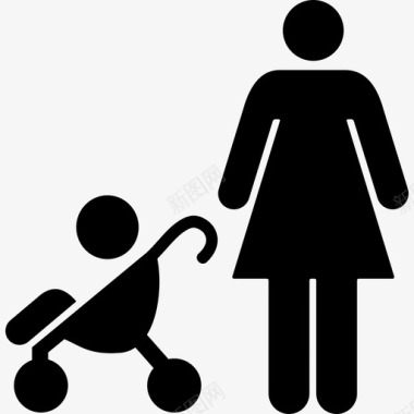 带着婴儿车的母亲人们家庭偶像图标图标