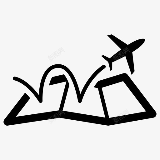 地图度假旅行图标svg_新图网 https://ixintu.com 图表 图解 地图 平面 度假 旅行 特征 表示 飞机