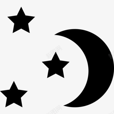 夜月亮和星星的形状科学图标图标