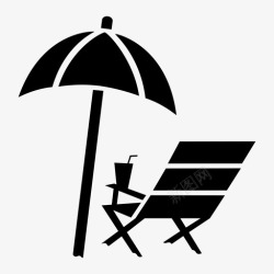 沙滩椅阳光阳光浴图标图标
