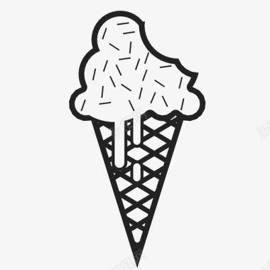 冰淇淋筒华夫饼筒甜的图标图标