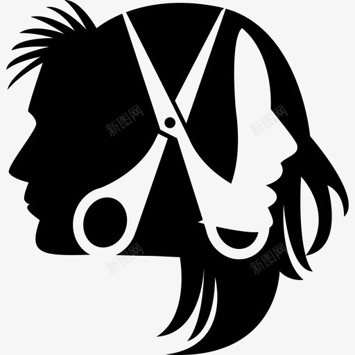 头发和剪刀人发廊图标svg_新图网 https://ixintu.com 人 发廊 头发和剪刀