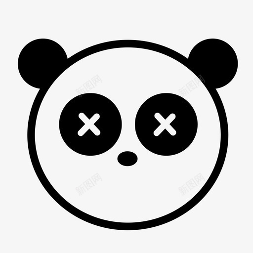 熊猫脸邪恶图标svg_新图网 https://ixintu.com 动物 恐怖 死亡 熊 熊猫 纽扣眼睛 脸 表情 邪恶 黑白