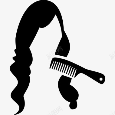 梳理女性深色长发工具用具发廊图标图标