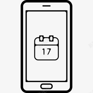 手机屏幕上的日历符号工具和用具电话集图标图标