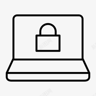 锁定笔记本电脑安全受保护图标图标