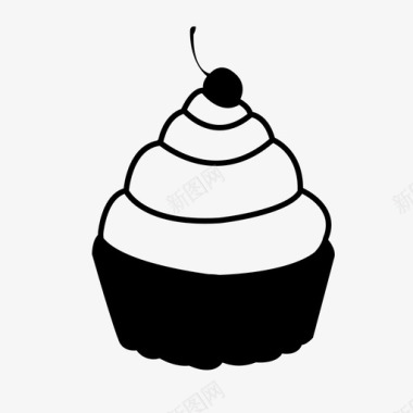 纸杯蛋糕烘焙樱桃图标图标