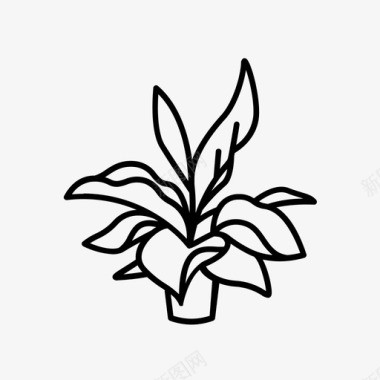 铸铁植物茎盆图标图标