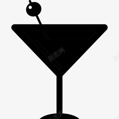鸡尾酒杯配橄榄食物饮料套装图标图标