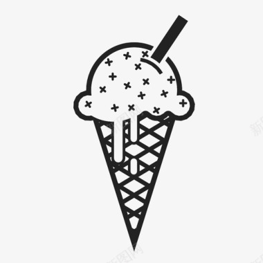 冰淇淋筒减法符号图标图标