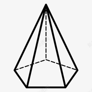 五角金字塔侧面不可见图标图标