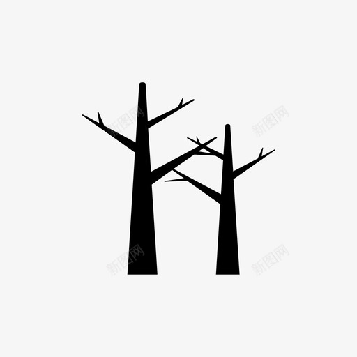 裸树标志季节图标svg_新图网 https://ixintu.com 加上 另一个 多个 季节 寒冷 标志 添加 秋天 裸树