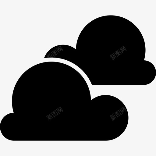两个黑云形状天气尖头图标svg_新图网 https://ixintu.com 两个黑云形状 天气 尖头图标