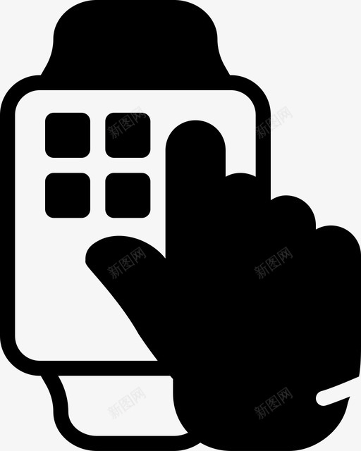单击smartwatch技术设置图标svg_新图网 https://ixintu.com smashicons手势实心 单击smartwatch 手 手势 手指 技术 按 时间 菜单 设置 选项