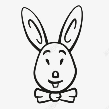 复活节兔子头快乐图标图标