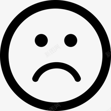 悲伤的脸在圆形的方形界面情感的圆形图标图标