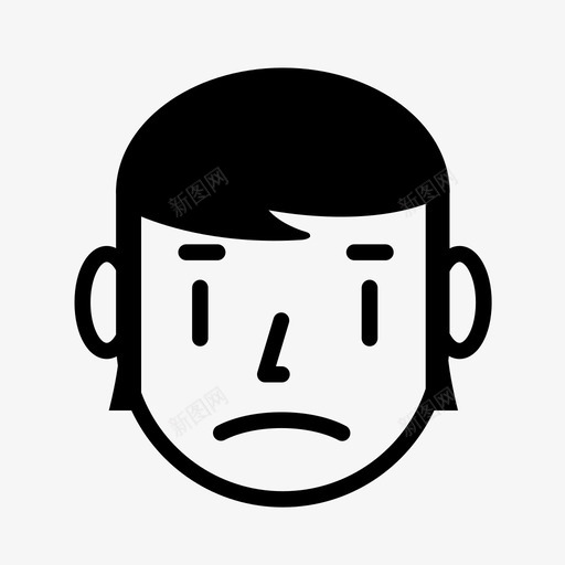 悲伤鬓角鼻子图标svg_新图网 https://ixintu.com 嘴巴 悲伤 情绪 情绪男孩 男人 皱眉 笑脸 耳朵 表情 鬓角 鼻子
