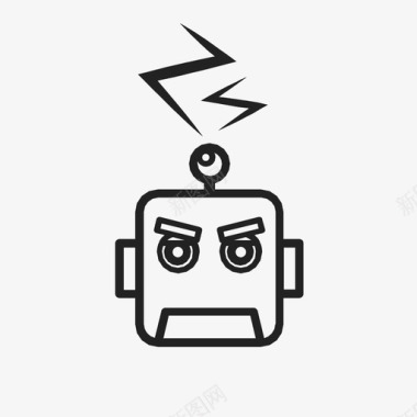 愤怒的机器人技术恐惧图标图标