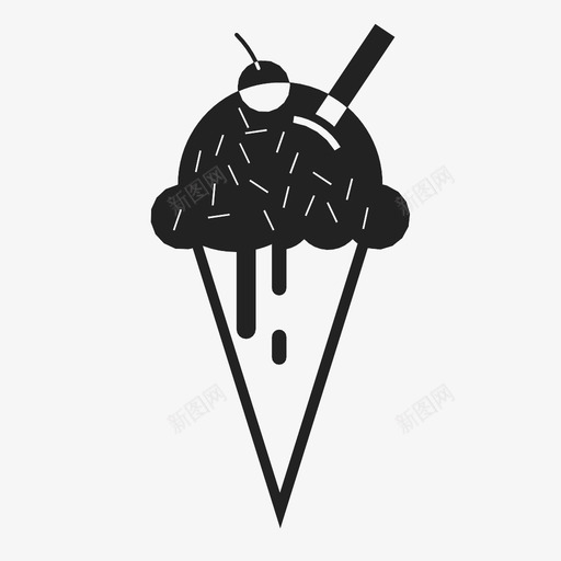 冰淇淋筒甜的夏天的图标svg_新图网 https://ixintu.com 冰淇淋筒 冷的 夏天的 巧克力 樱桃 甜点 甜的 融化的 请客 食物
