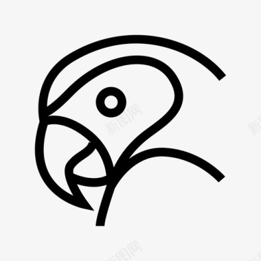 鹦鹉动物和鸟类线条图标图标