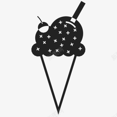 冰淇淋筒符号加号图标图标