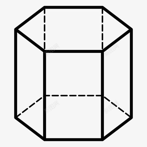 六角棱镜符号形状图标svg_新图网 https://ixintu.com 三维 六角棱镜 加上 另一个 向前 形状 技术绘图 添加 符号 绘图