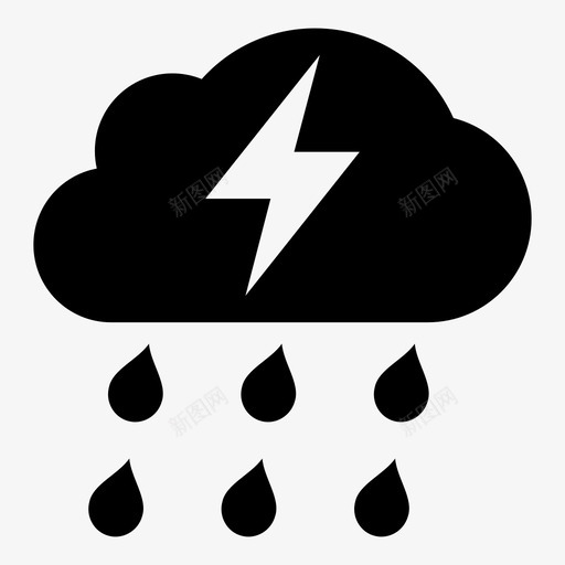 雷暴龙卷风雨图标svg_新图网 https://ixintu.com 云 噪音 天气预报 电能 降水 雨 雷击 雷暴 飓风 龙卷风