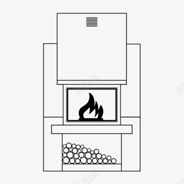 壁炉烟囱火图标图标