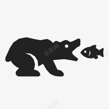 灰熊与鲑鱼游泳海洋图标图标