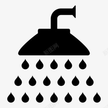 淋浴喷淋雨水图标图标