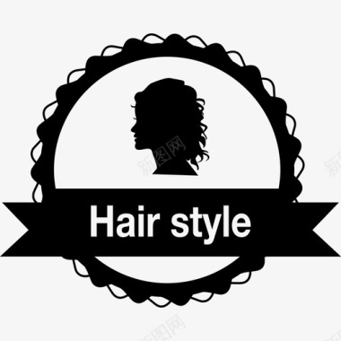 女发廊商业发廊的发型徽章图标图标