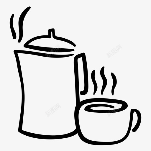 咖啡壶展示品物品图标svg_新图网 https://ixintu.com 咖啡壶 展示品 手绘图标 材料 杯子 物品 茶 陶器 饮料