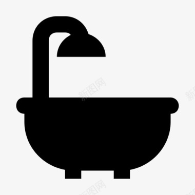 浴缸淋浴浴缸暖气灯图标图标
