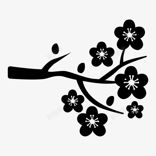 樱花减法春天图标svg_新图网 https://ixintu.com 减法 另一个 向前 忽略 春天 树 樱花 符号 花