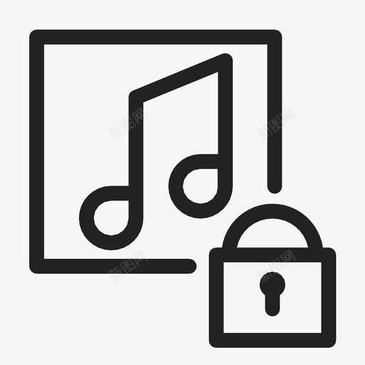 锁定音乐安全受保护图标svg_新图网 https://ixintu.com 受保护 声音 安全 密码 文件 条形码 锁定音乐 音频