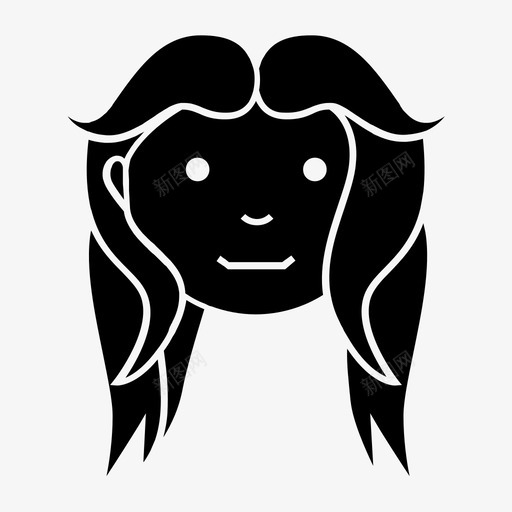 长波发型长波女性化造型图标svg_新图网 https://ixintu.com 中部发型 卷曲头发 发型 头部 女孩发型 女性化造型 女性发型 波浪发型 长波 长波发型