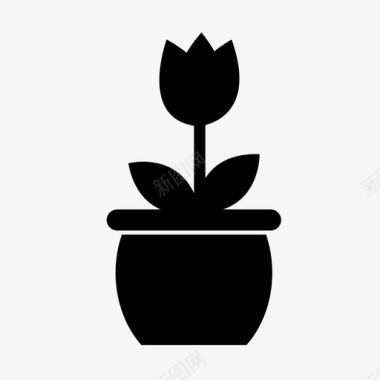 郁金香壶郁金香花盆植物图标图标