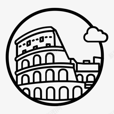 斗兽场废墟罗马图标图标