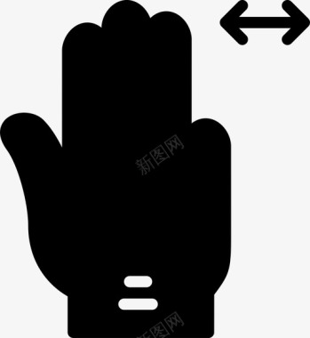 三个手指水平滑动手势手图标图标