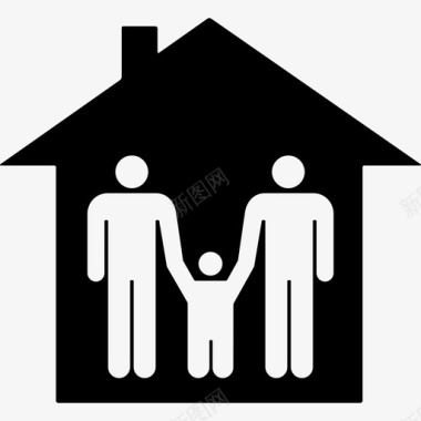 两个男人和一个儿子在一所房子里人们家庭偶像图标图标