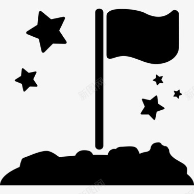 星空下的旗帜旅行空间图标图标