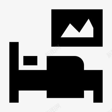 卧室睡眠单人床图标图标